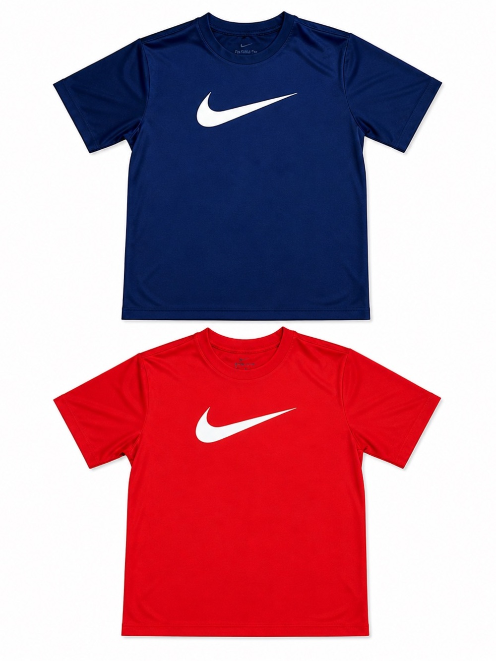 Lot Of 2 NIKE DRI-FIT  T-Shirts Boys Large Navy & Red Crew Neck Fitness Shirts